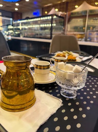 Turkish coffee served at Tripolis Sweets